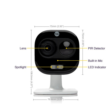 Yale All-in-One Indoor and Outdoor Camera 1080p - Detect, View, Light up, Talk and Listen - Live Viewing